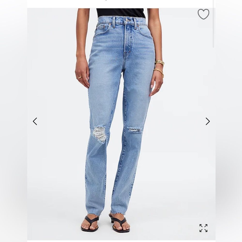 Madewell “The Perfect Vintage Jean” Blue Denim Distressed Straight Leg Jean 26